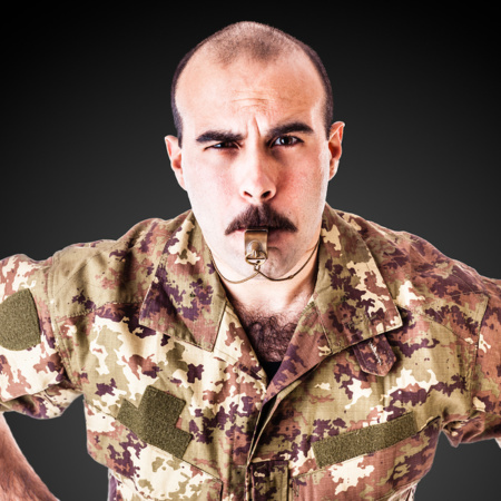 Bootcamp drill sergeant with whistle