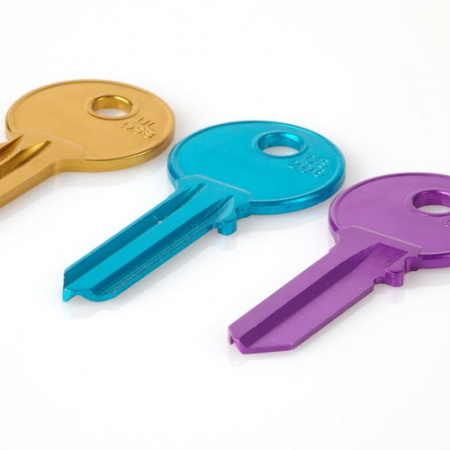 Three different colour house keys