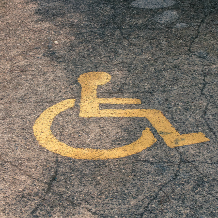 Yellow Handicapped Symbol Of Wheelchair