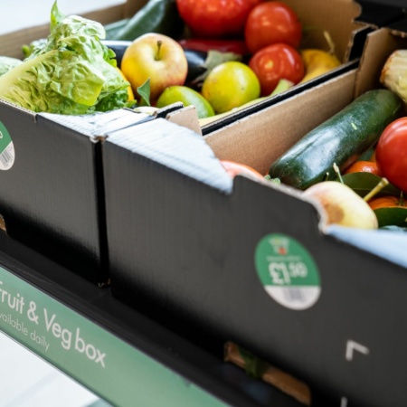 box of supermarket vegetables