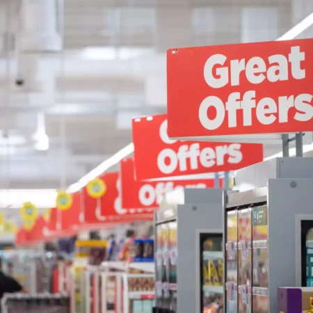 Offer signs in an Asda store